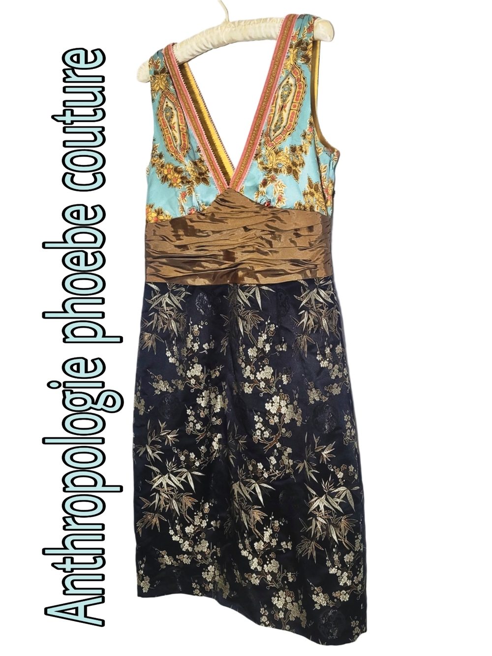 Anthropologie Phoebe Silk, Satin & Velvet Multi Pattern Brocade Dress